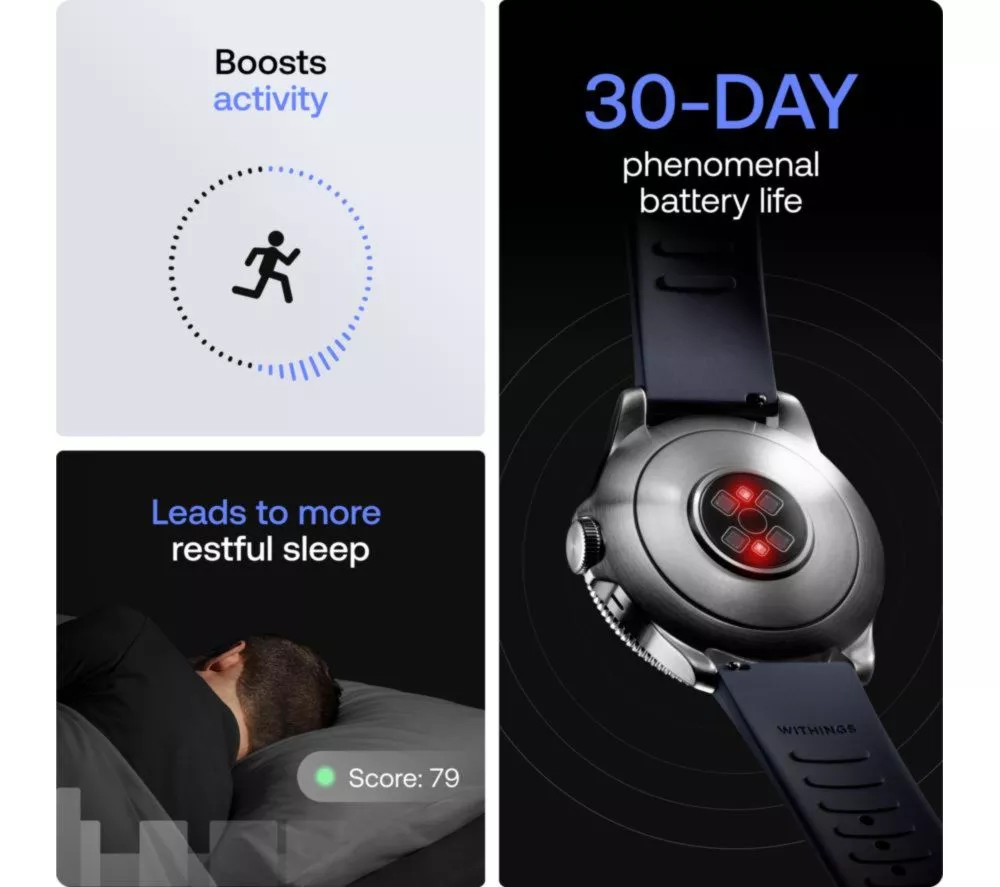 WITHINGS ScanWatch Nova Hybrid Smart Watch - Blue, 42 mm