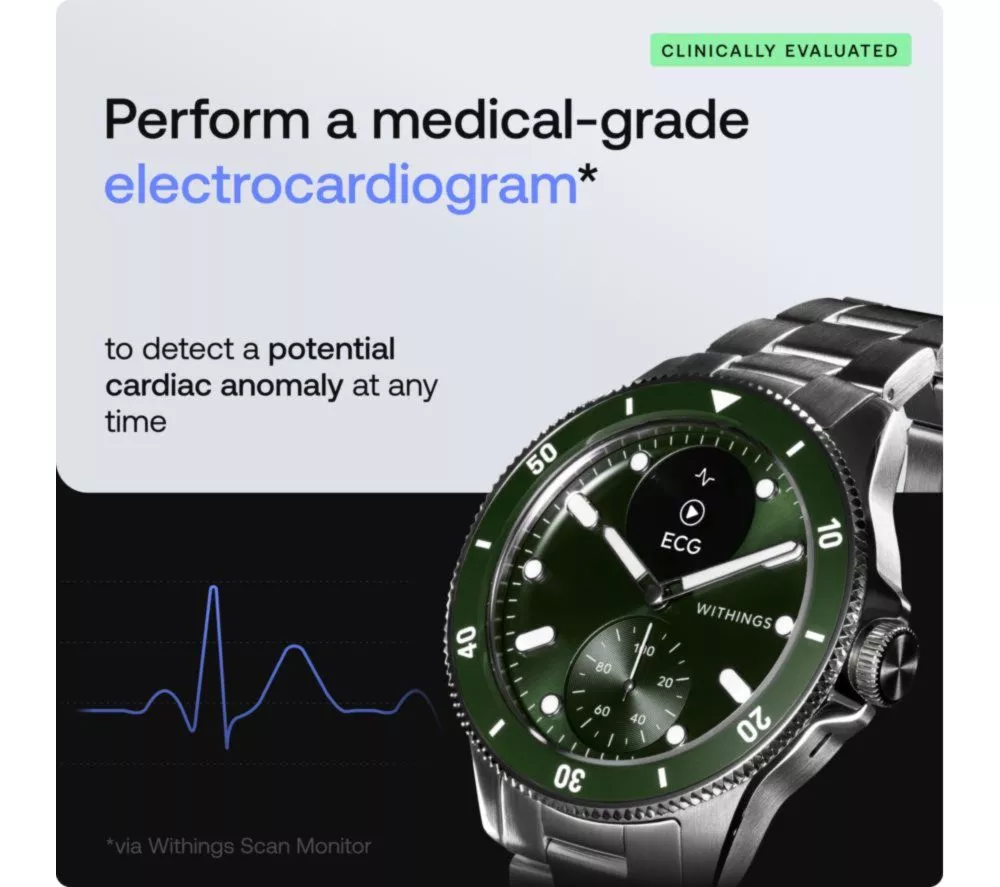 WITHINGS ScanWatch Nova Hybrid Smart Watch - Green, 42 mm