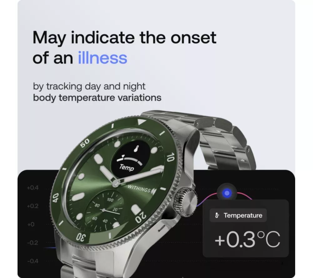 WITHINGS ScanWatch Nova Hybrid Smart Watch - Green, 42 mm