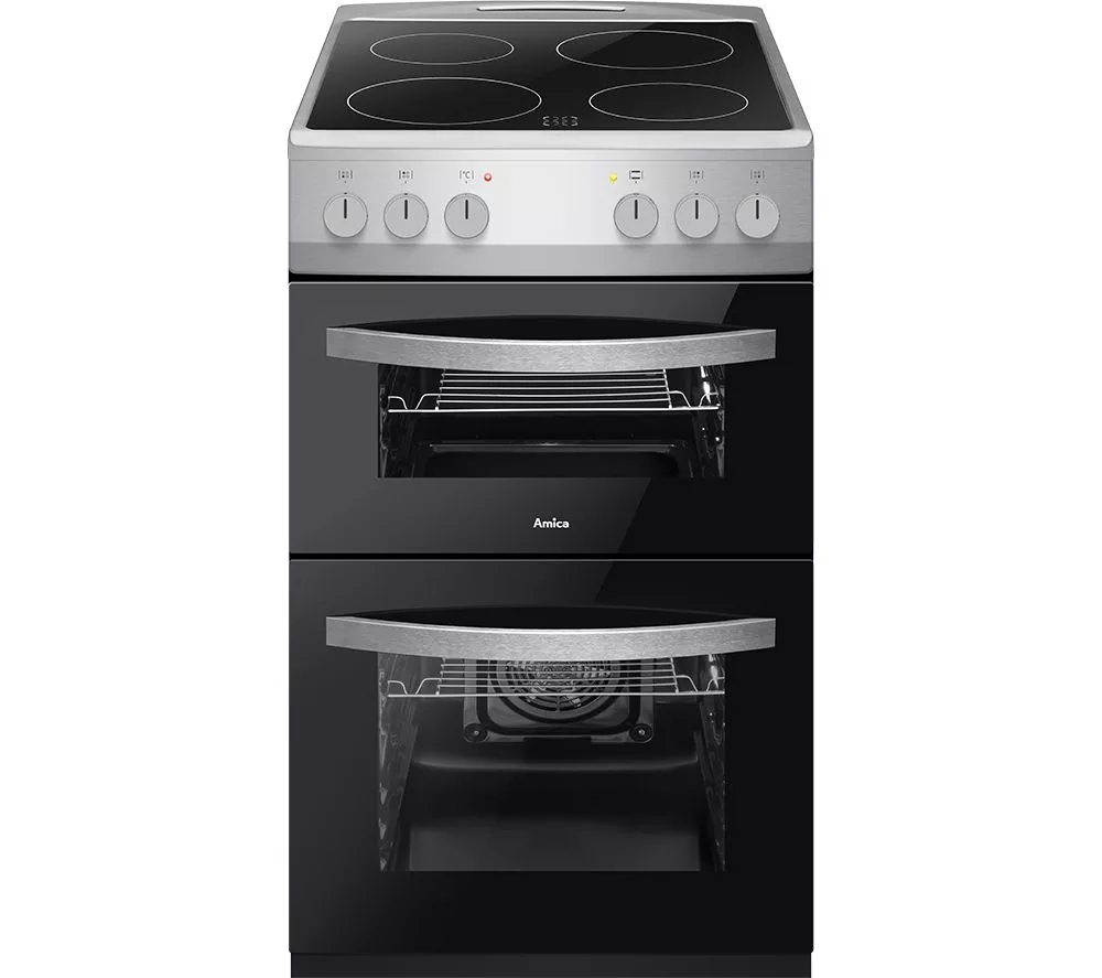 AMICA AFC502SS 50 cm Electric Ceramic Cooker - Black & Stainless Steel