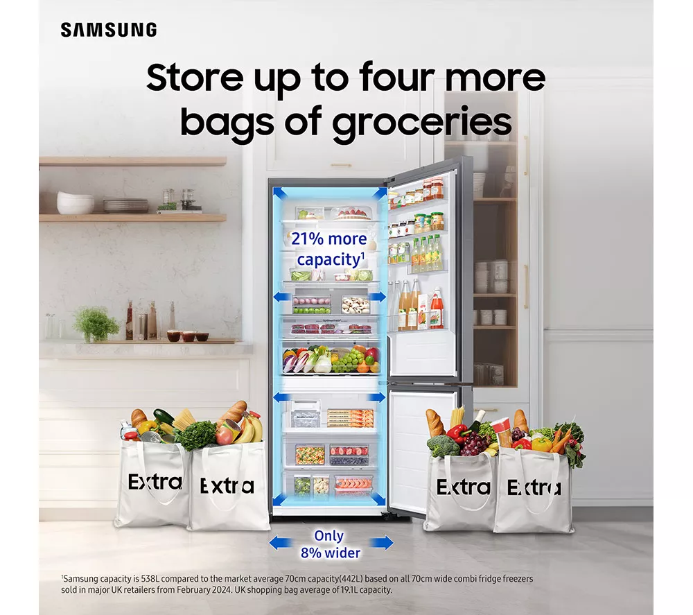 SAMSUNG SpaceMax RB53DG706AS9EU 70 30 Smart Fridge Freezer - Silver
