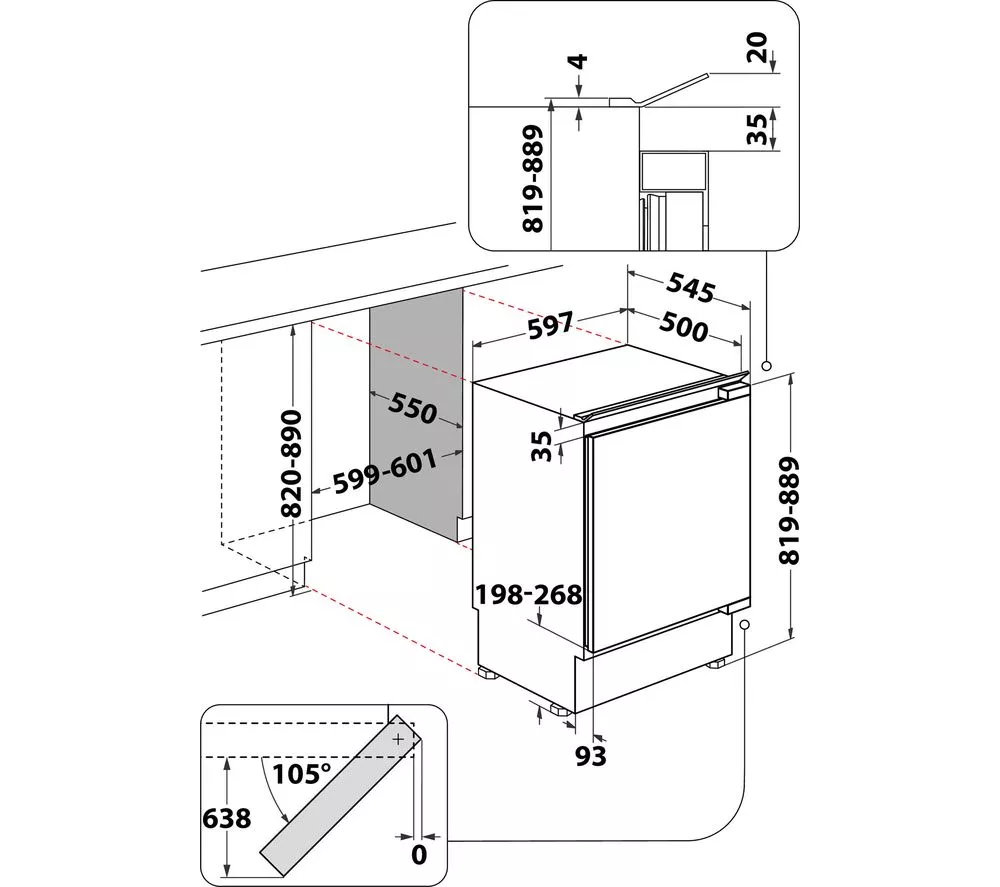 HOTPOINT Low Frost HBUF011.UK Integrated Undercounter Fridge - Fixed Hinge