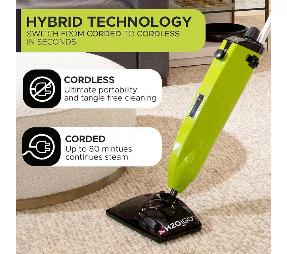 H2O iGO CORDLESS Outdoor Steam Mop - Green