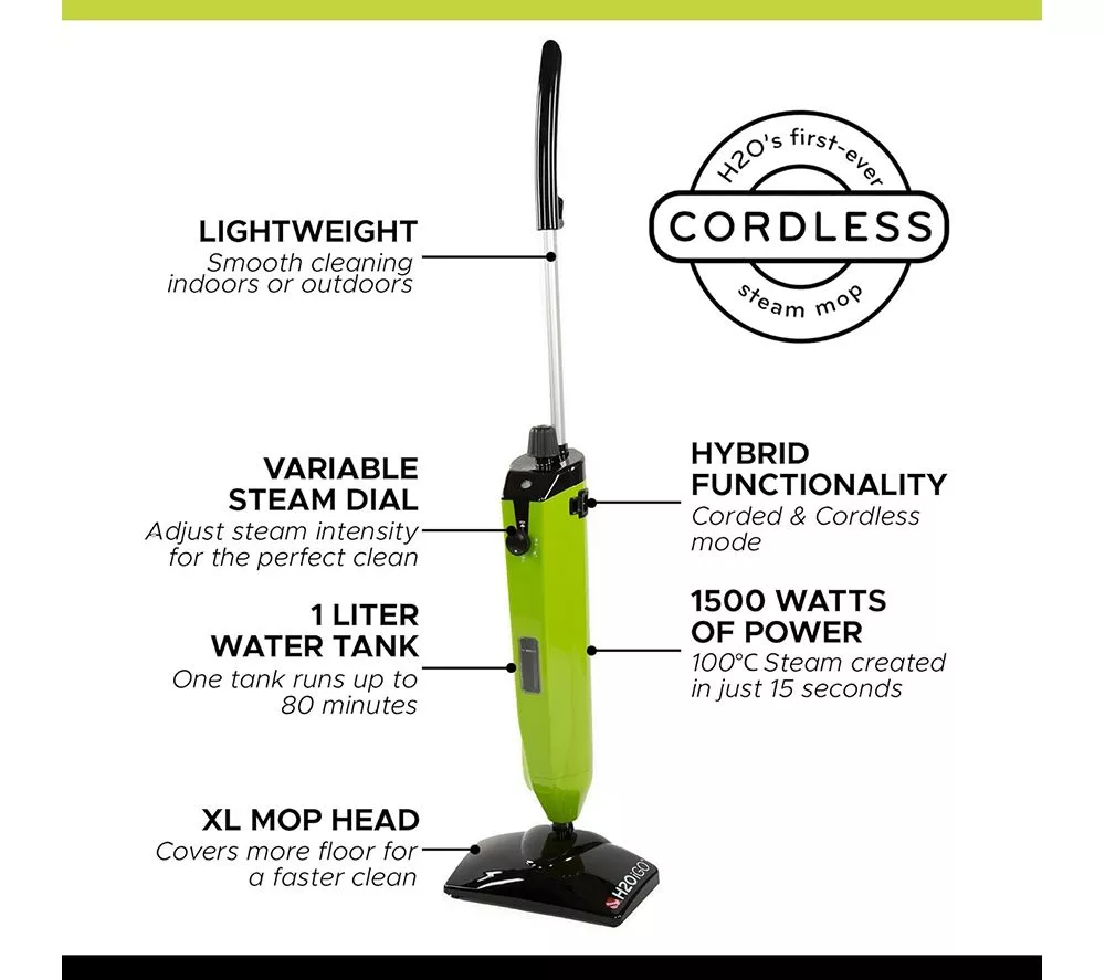 H2O iGO CORDLESS Outdoor Steam Mop - Green