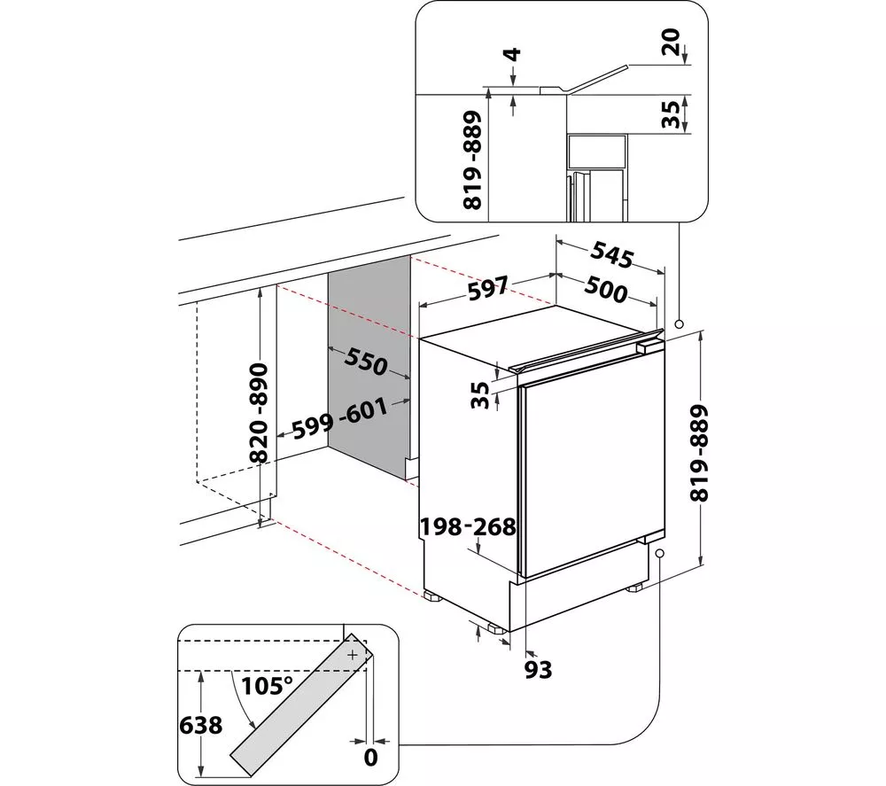 INDESIT Low Frost INBUFZ011.UK Integrated Undercounter Freezer - Fixed Hinge