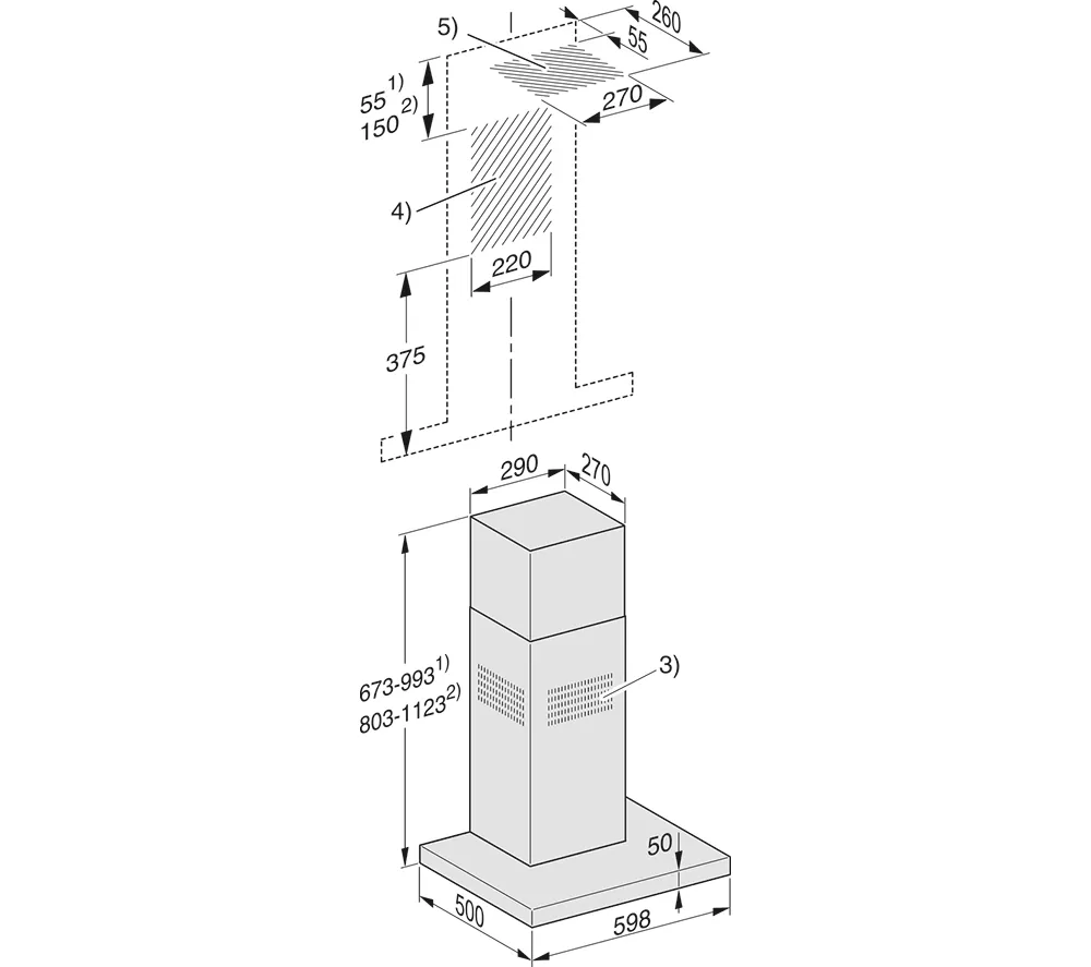 MIELE DAW1620 Chimney Cooker Hood - Stainless Steel