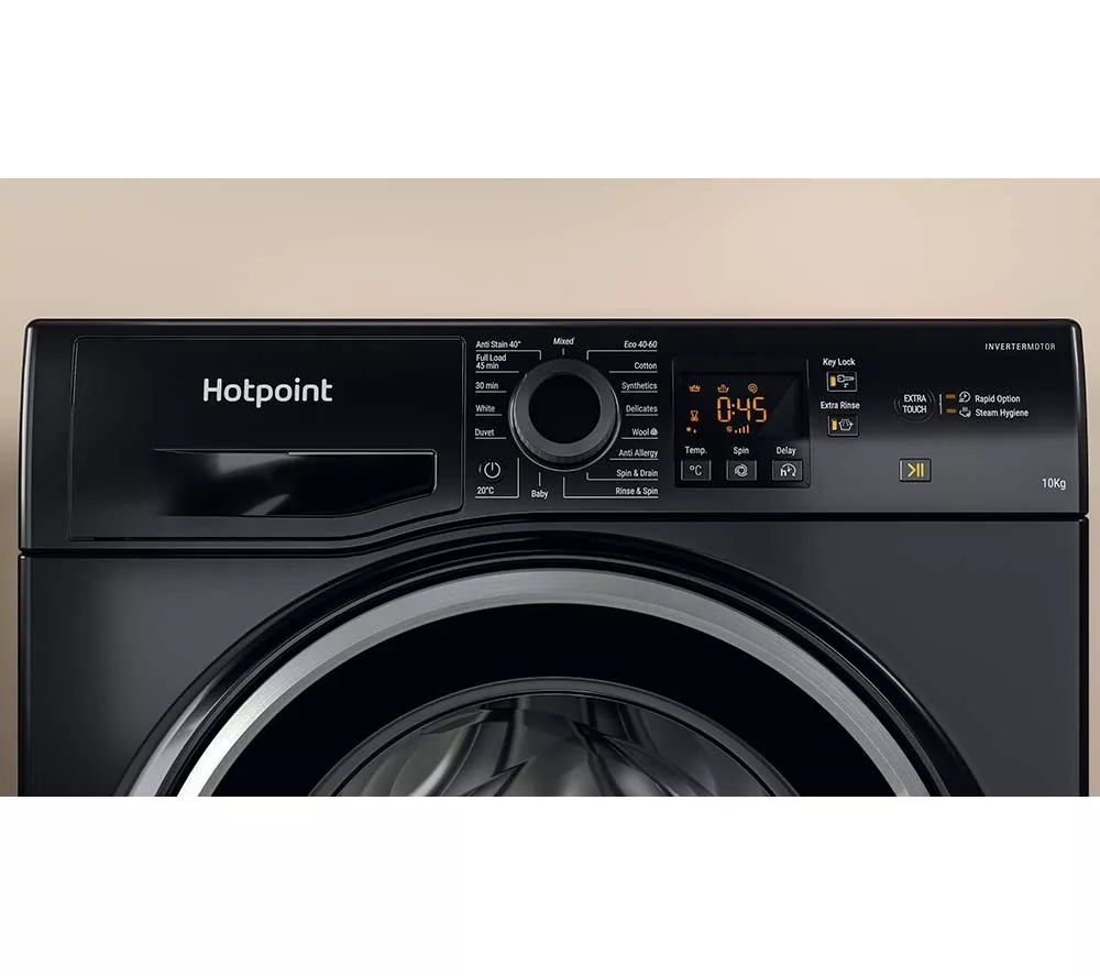 HOTPOINT Anti-Stain NSWM 1046 BS UK 10 kg 1400 Spin Washing Machine - Black