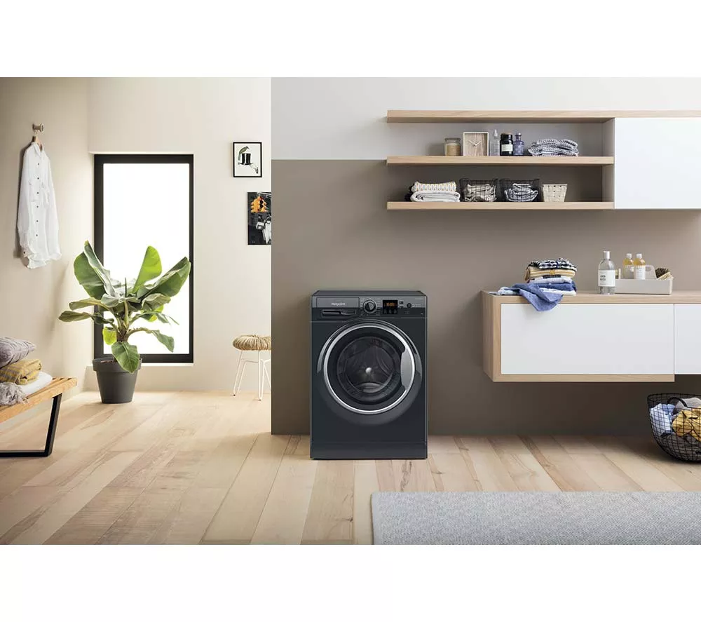 HOTPOINT Anti-Stain NSWM 1046 BS UK 10 kg 1400 Spin Washing Machine - Black
