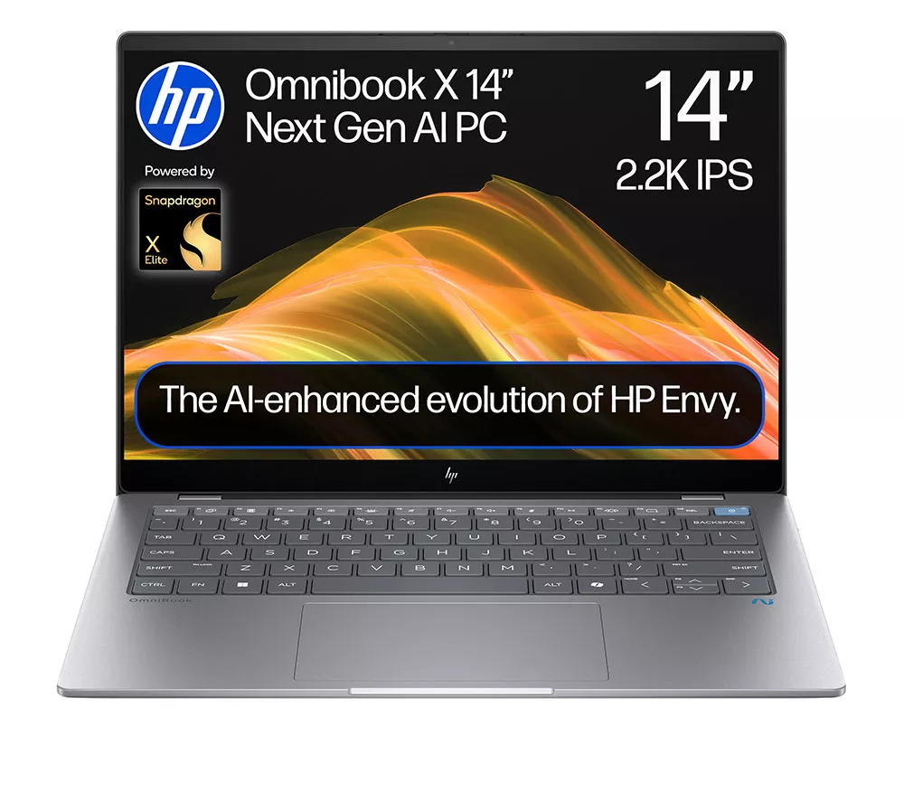 HP OmniBook X 14" Laptop, Copilot+ PC - Snapdragon X Elite, 512 GB SSD, Silver