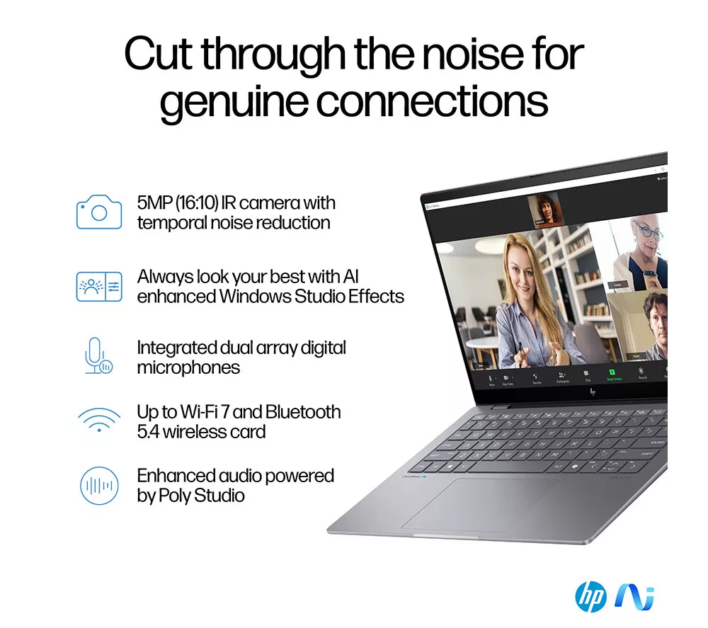 HP OmniBook X 14" Laptop, Copilot+ PC - Snapdragon X Elite, 512 GB SSD, Silver