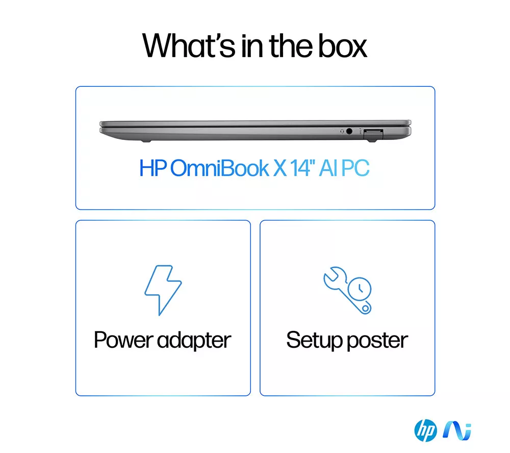 HP OmniBook X 14" Laptop, Copilot+ PC - Snapdragon X Elite, 512 GB SSD, Silver