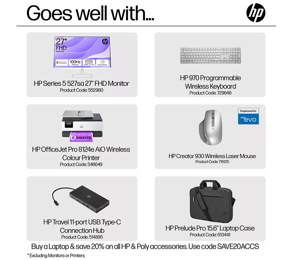 HP OmniBook X 14" Laptop, Copilot+ PC - Snapdragon X Elite, 512 GB SSD, Silver