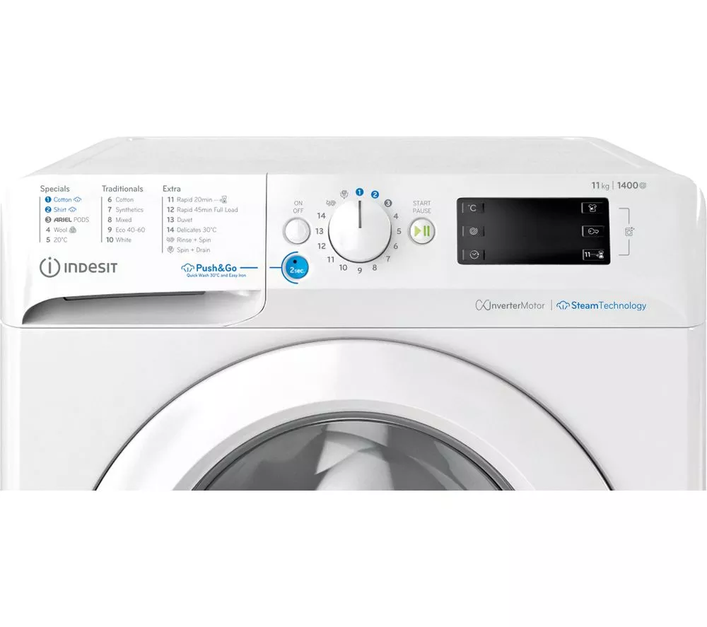 INDESIT Innex Steam Push&Go BWE 111496X WV UK 11 kg 1400 Spin Washing Machine - White