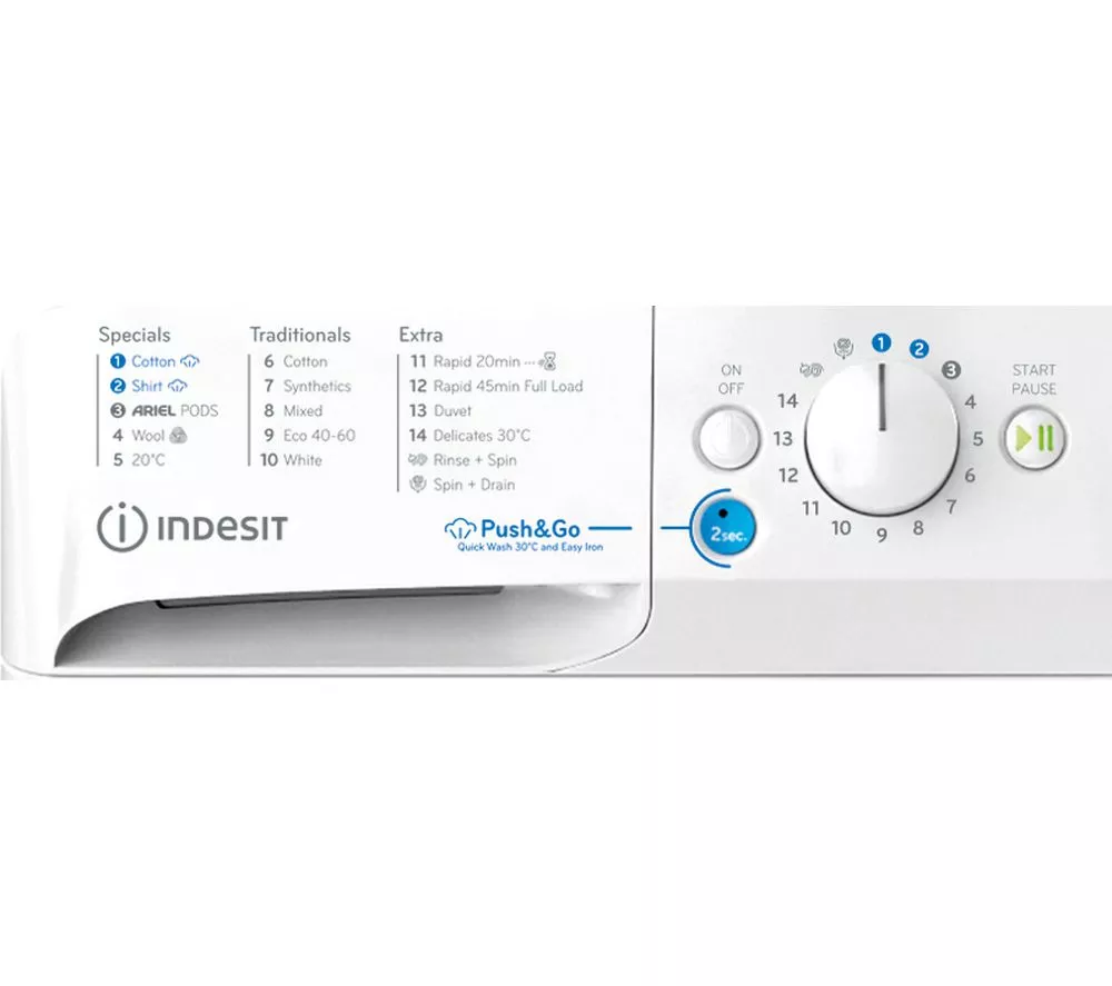 INDESIT Innex Steam Push&Go BWE 111496X WV UK 11 kg 1400 Spin Washing Machine - White