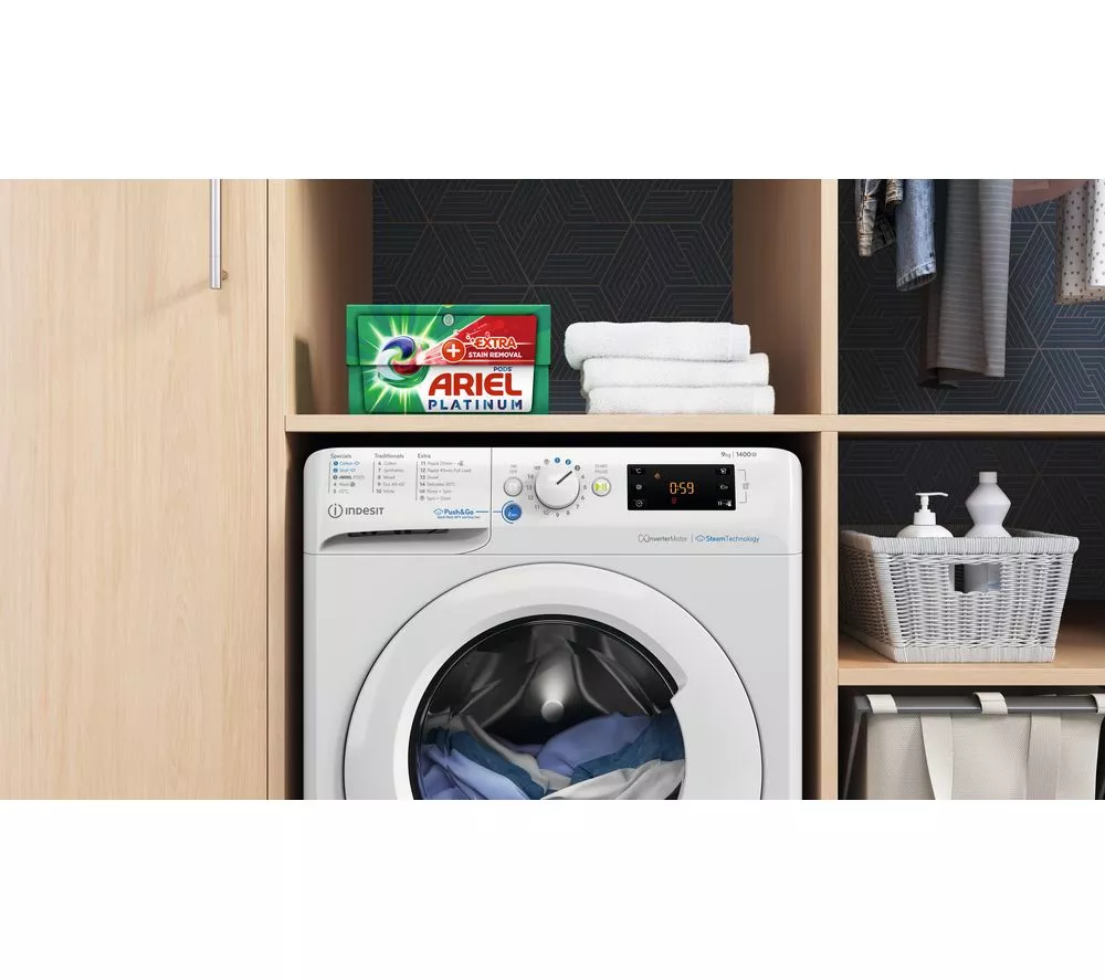 INDESIT Innex Steam Push&Go BWE 111496X WV UK 11 kg 1400 Spin Washing Machine - White