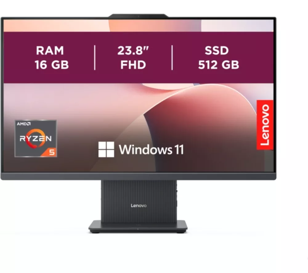 LENOVO IdeaCentre AIO 23.8" All-in-One PC - AMD Ryzen 5, 512 GB SSD, Grey