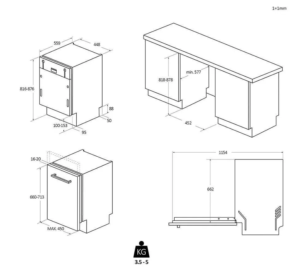CANDY CI 5D6F0MA-80 Full-size Fully Integrated WiFi-enabled Dishwasher