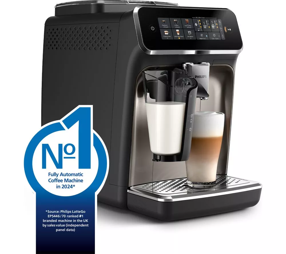 PHILIPS Series 3300 LatteGo EP3347/90 Smart Bean to Cup Coffee Machine - Chrome and Black