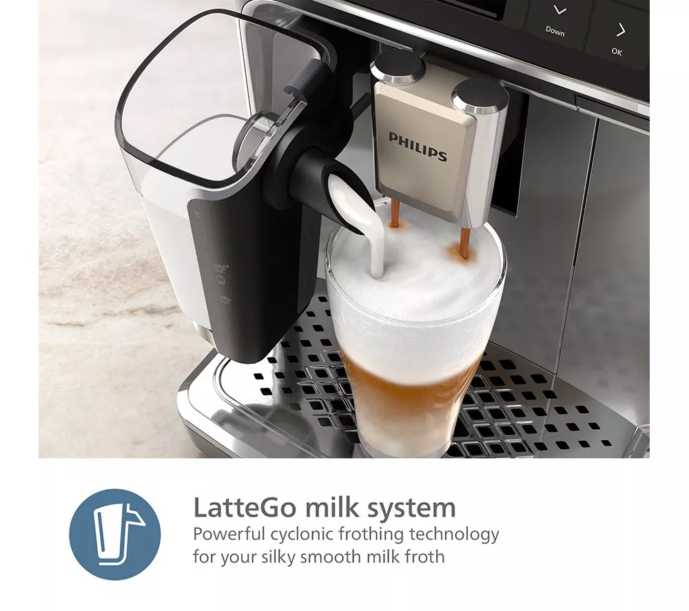 PHILIPS Series 3300 LatteGo EP3347/90 Smart Bean to Cup Coffee Machine - Chrome and Black