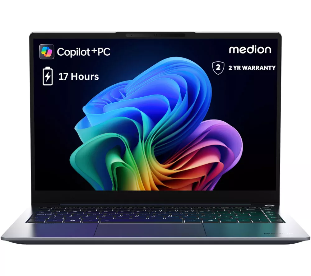 MEDION SPRCHRGD 14 S1 Elite 14" Laptop, Copilot+ PC - Snapdragon X Elite, 512 GB SSD, Grey
