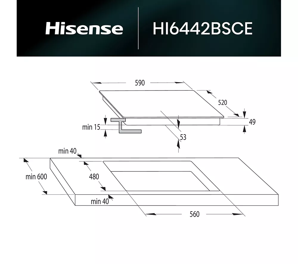HISENSE HI6442BSCE 60 cm Electric Induction Hob - Black