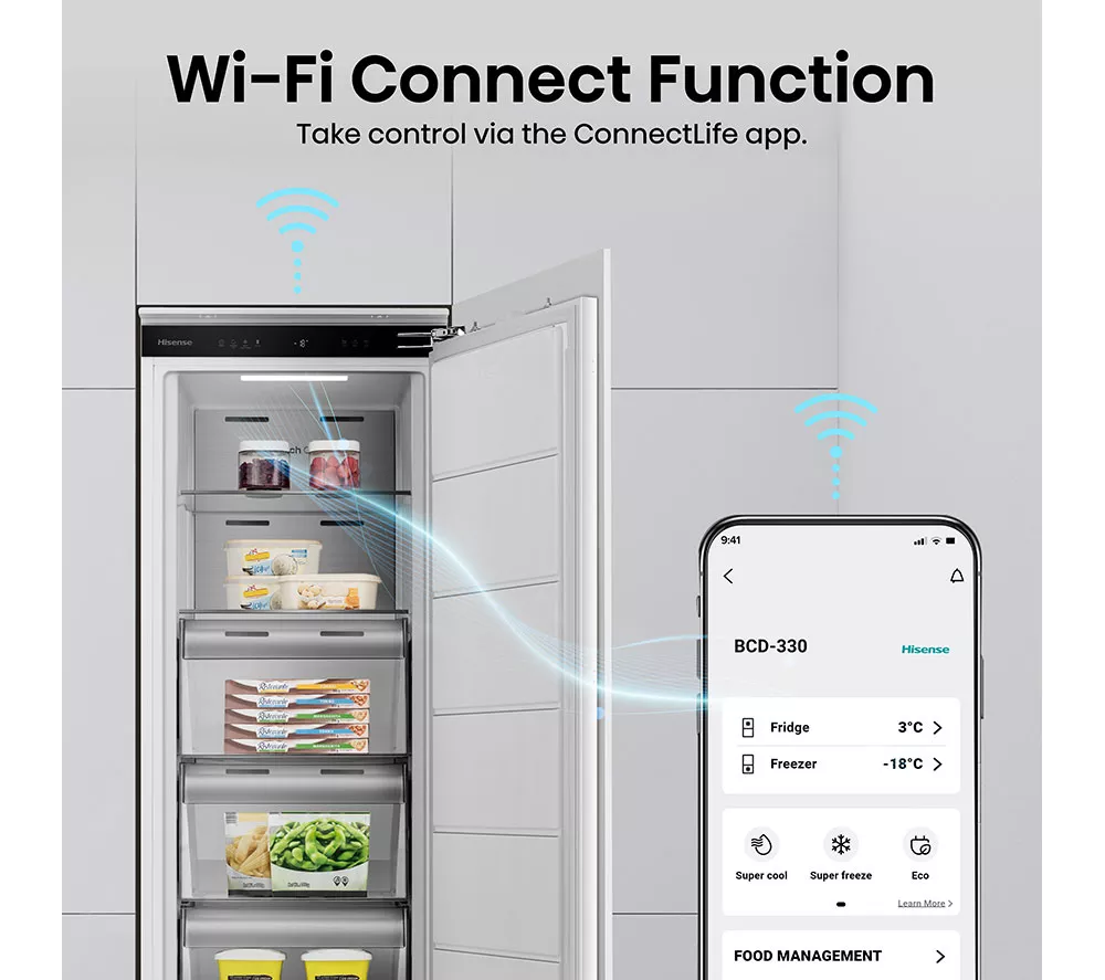 HISENSE FT3B213SAWE Integrated Tall Freezer - Fixed Hinge