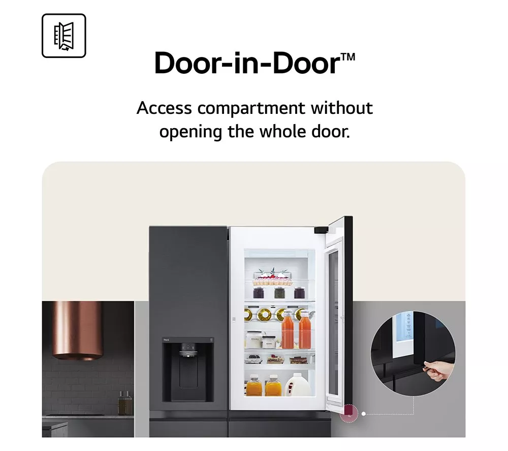 LG NatureFRESH GSJC40EPPE American-Style Fridge Freezer - Matte Black