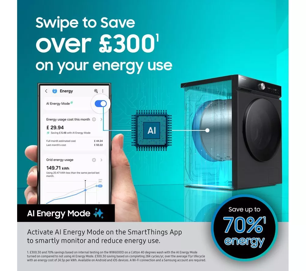 SAMSUNG Series 5 AI Energy WD11DG5B15BBU1 WiFi-enabled 11 kg Washer Dryer - Black