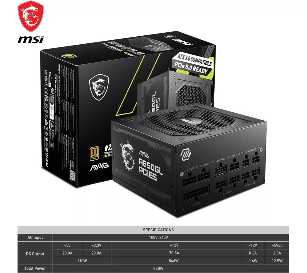 MSI MEG Ai1300P PCIE5 Modular ATX PSU - 1300 W