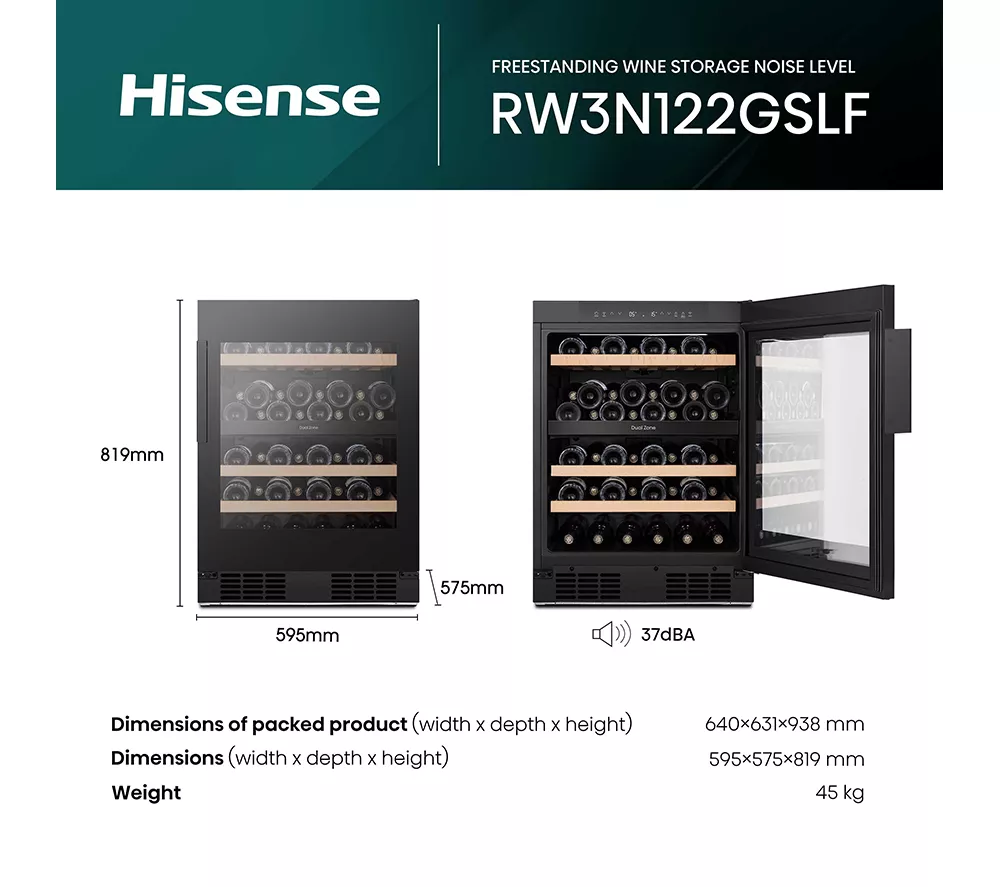 HISENSE RW3N122GSLF Wine Cooler - Black