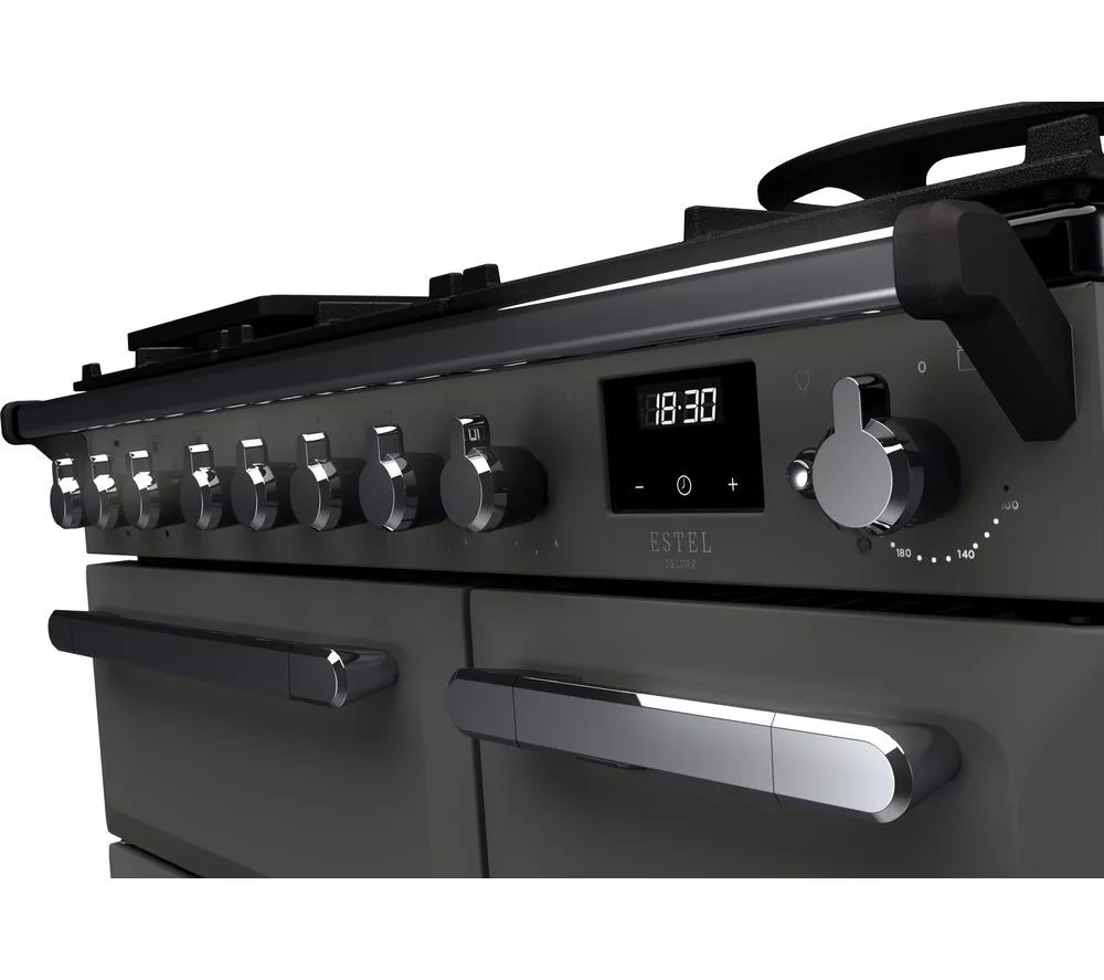 RANGEMASTER Estel Deluxe ESDL90DFPSLT/CM1 90 cm Dual Fuel Range Cooker - Slate & Chrome