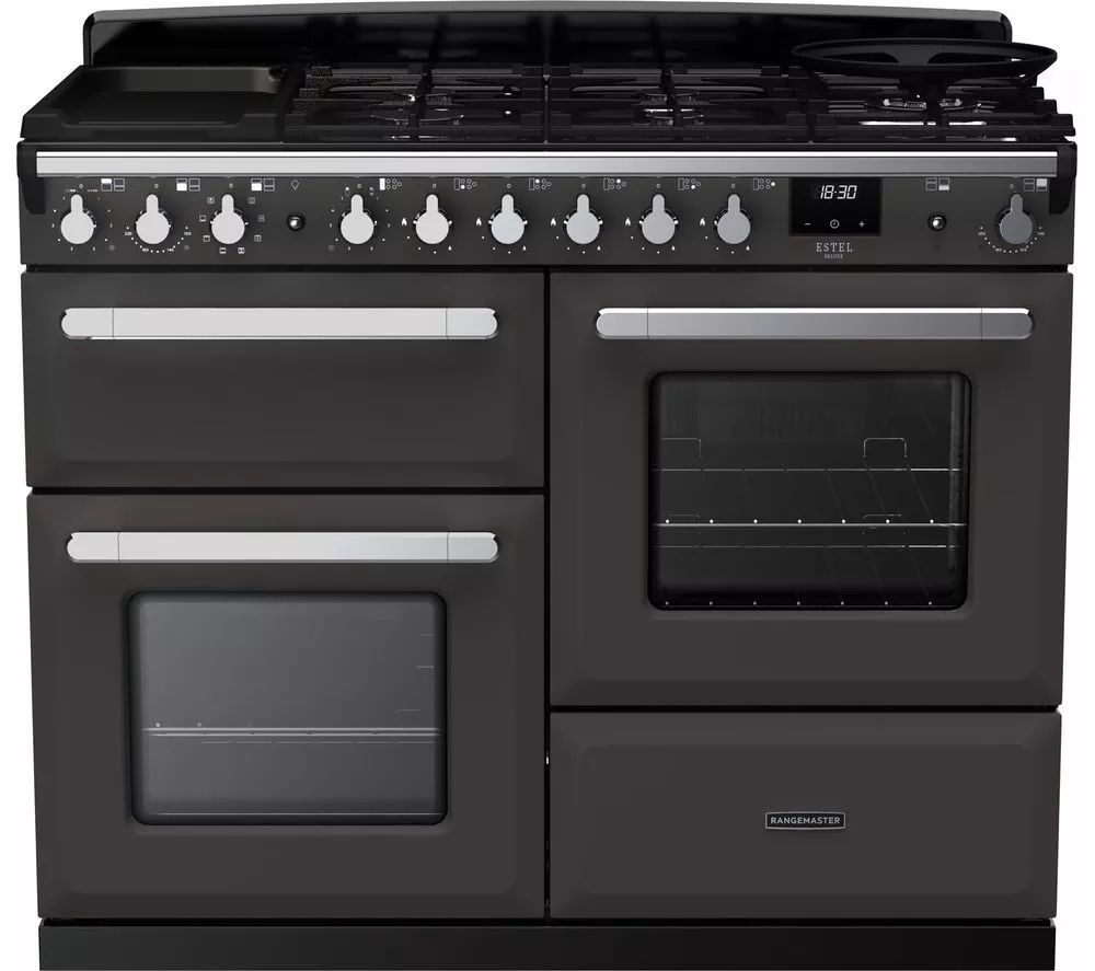 RANGEMASTER Estel Deluxe ESDLO110DFPSLT/CM1 110 cm Dual Fuel Range Cooker - Slate & Chrome