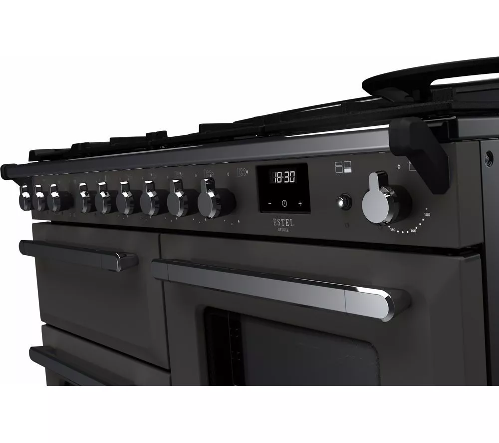 RANGEMASTER Estel Deluxe ESDLO110DFPSLT/CM1 110 cm Dual Fuel Range Cooker - Slate & Chrome