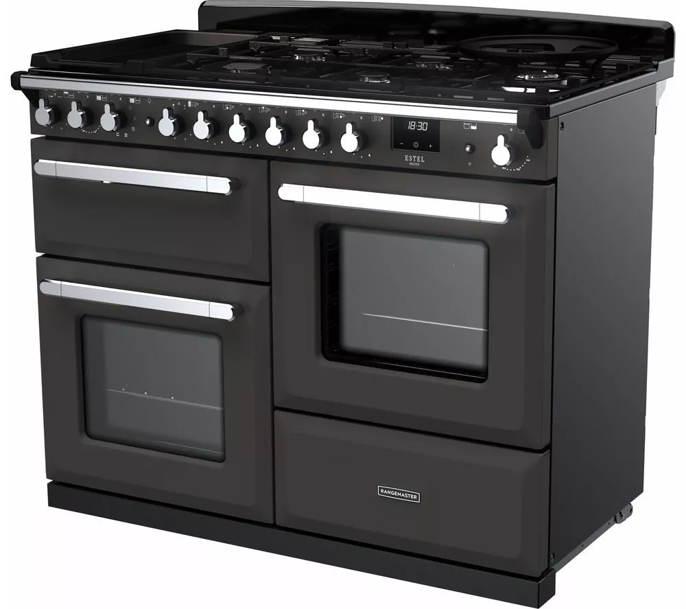 RANGEMASTER Estel Deluxe ESDLO110DFPSLT/CM1 110 cm Dual Fuel Range Cooker - Slate & Chrome