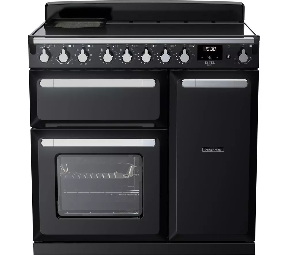 RANGEMASTER Estel Deluxe ESDL90EIPGBL/CM1 90 cm Electric Induction Range Cooker - Black & Chrome