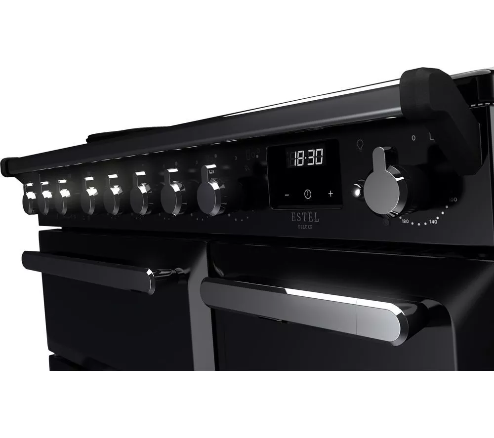 RANGEMASTER Estel Deluxe ESDL90EIPGBL/CM1 90 cm Electric Induction Range Cooker - Black & Chrome