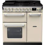 RANGEMASTER Estel Deluxe ESDL90DFPPCR/CM1 90 cm Dual Fuel Range Cooker - Pale Cream & Chrome