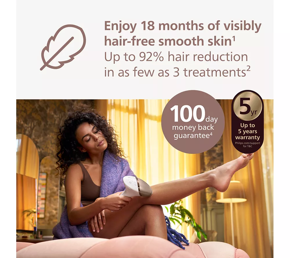 PHILIPS Lumea 9000 Series BRI955/01 Cordless IPL Hair Removal System - White & Pink