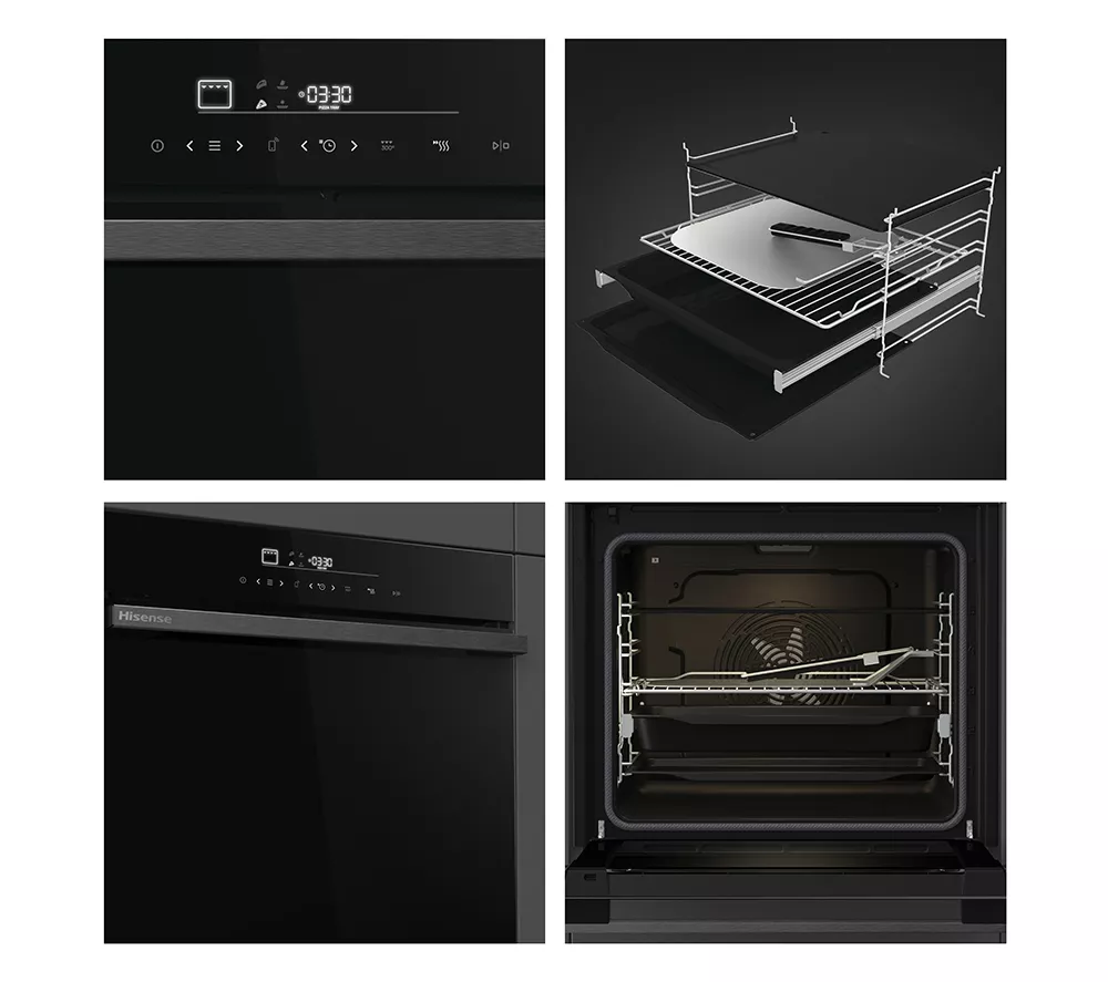 HISENSE Hi6 BlackLine HO66FAPizzaChef Electric Pyrolytic Smart Oven - Jet Black