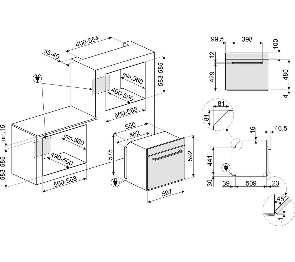 SMEG Cucina SF64M3TB Electric Oven - Black