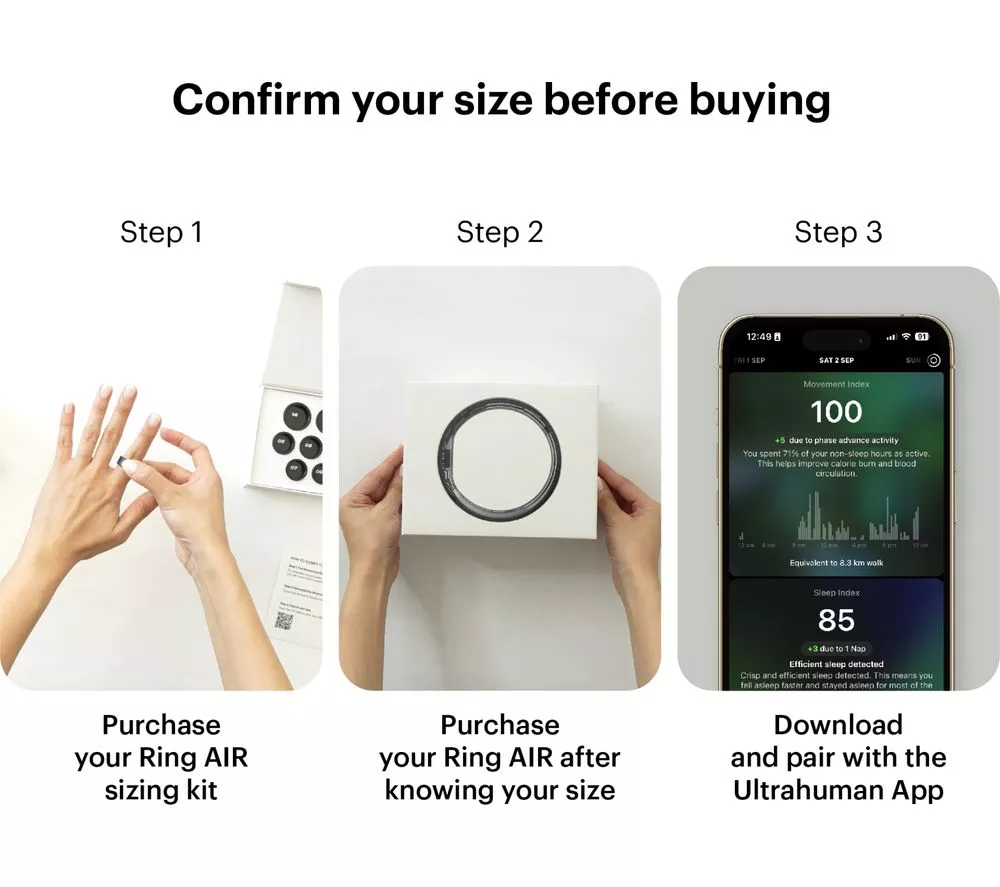 ULTRAHUMAN Ring Air - Matte Grey, Size 10