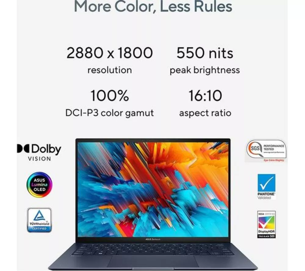 ASUS Zenbook S 13 OLED 13.3" Refurbished Laptop – Intel® Core™ i7, 1 TB SSD, Grey (Excellent Condition)