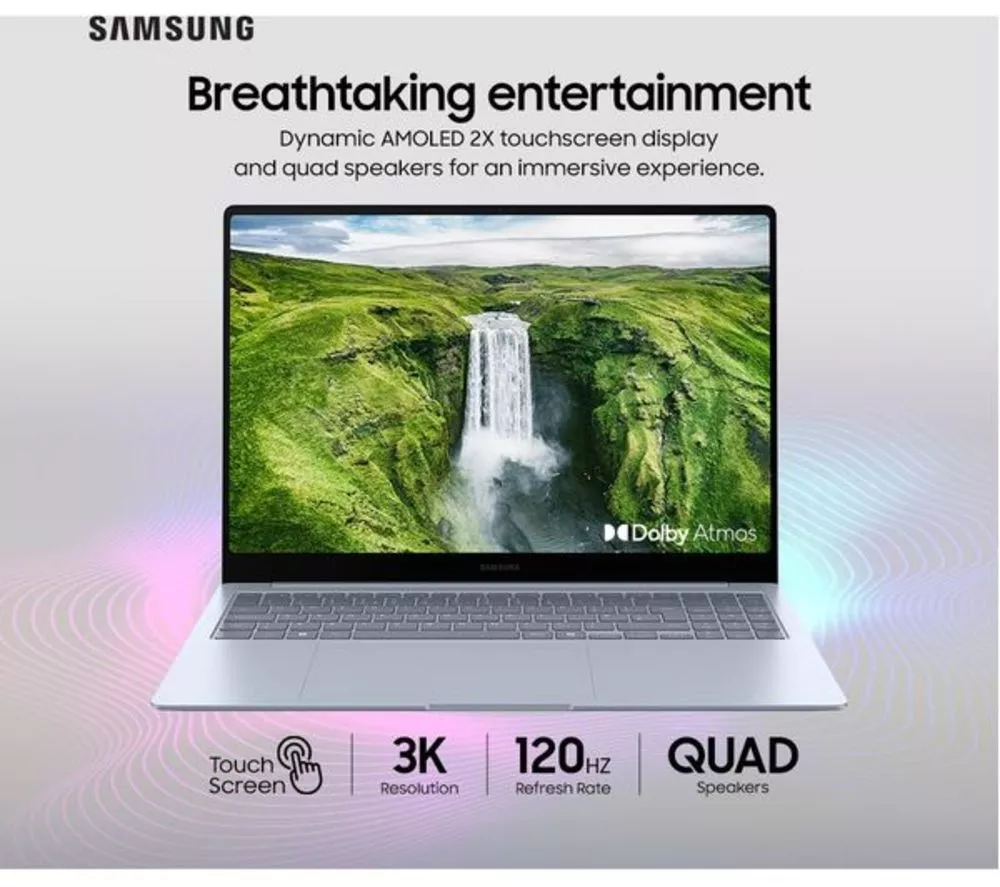 SAMSUNG Galaxy Book4 Edge 16" Refurbished Laptop, Copilot+ PC - Snapdragon X Elite, 512 GB SSD, Sapphire Blue (Very Good Condition)
