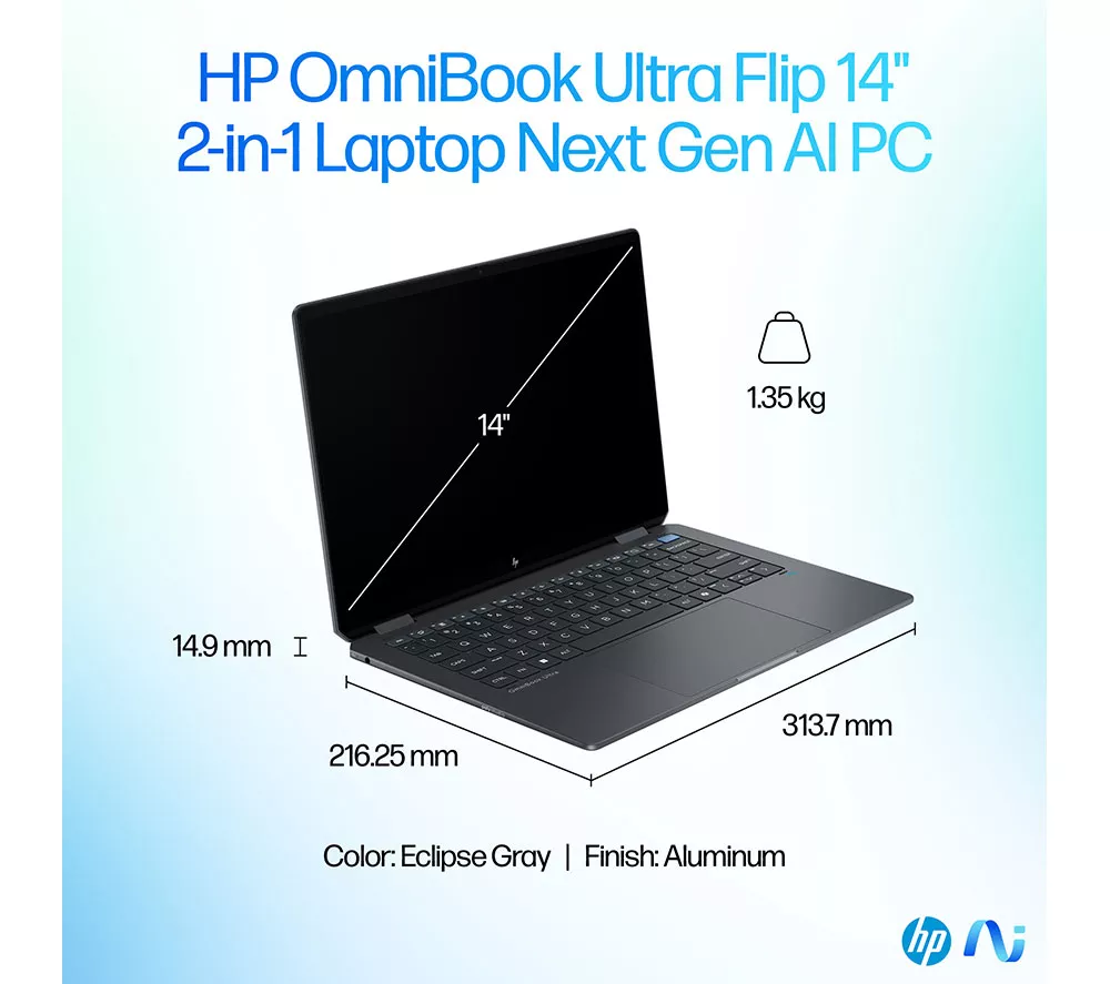 HP OmniBook Ultra Flip 14" 2 in 1 Laptop - Intel® Core™ Ultra 7, 2 TB SSD, Grey