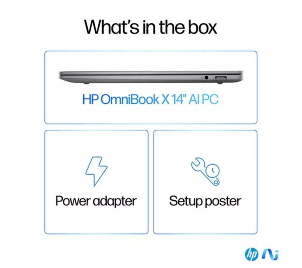 HP OmniBook X 14" Refurbished Laptop, Copilot+ PC - Snapdragon X Elite, 1 TB SSD, Silver (Very Good Condition)