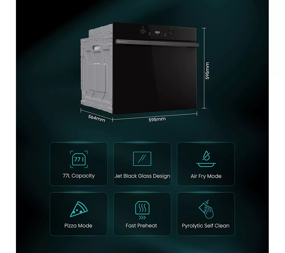 HISENSE Hi4 BlackLine BI64221PDBG Electric Pyrolytic Oven - Jet Black