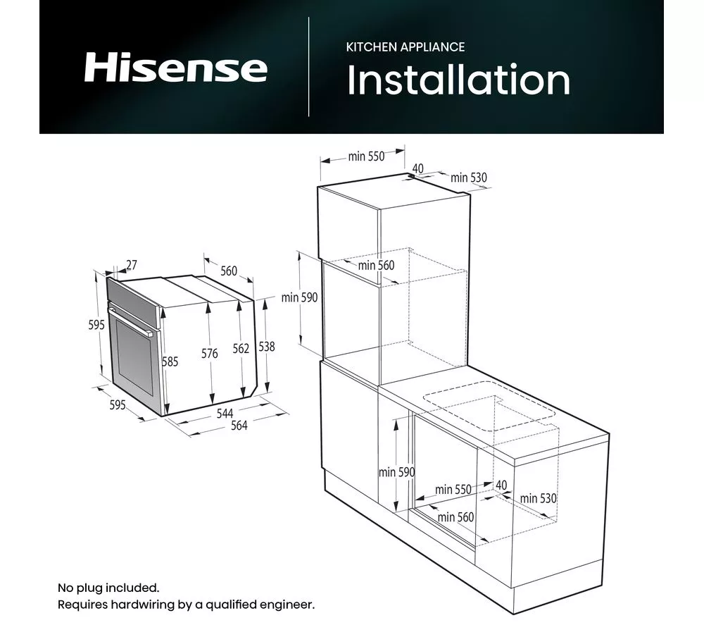 HISENSE Hi8 BlackLine BAS6PH8BUKWF Electric Pyrolytic Steam Smart Oven - Jet Black