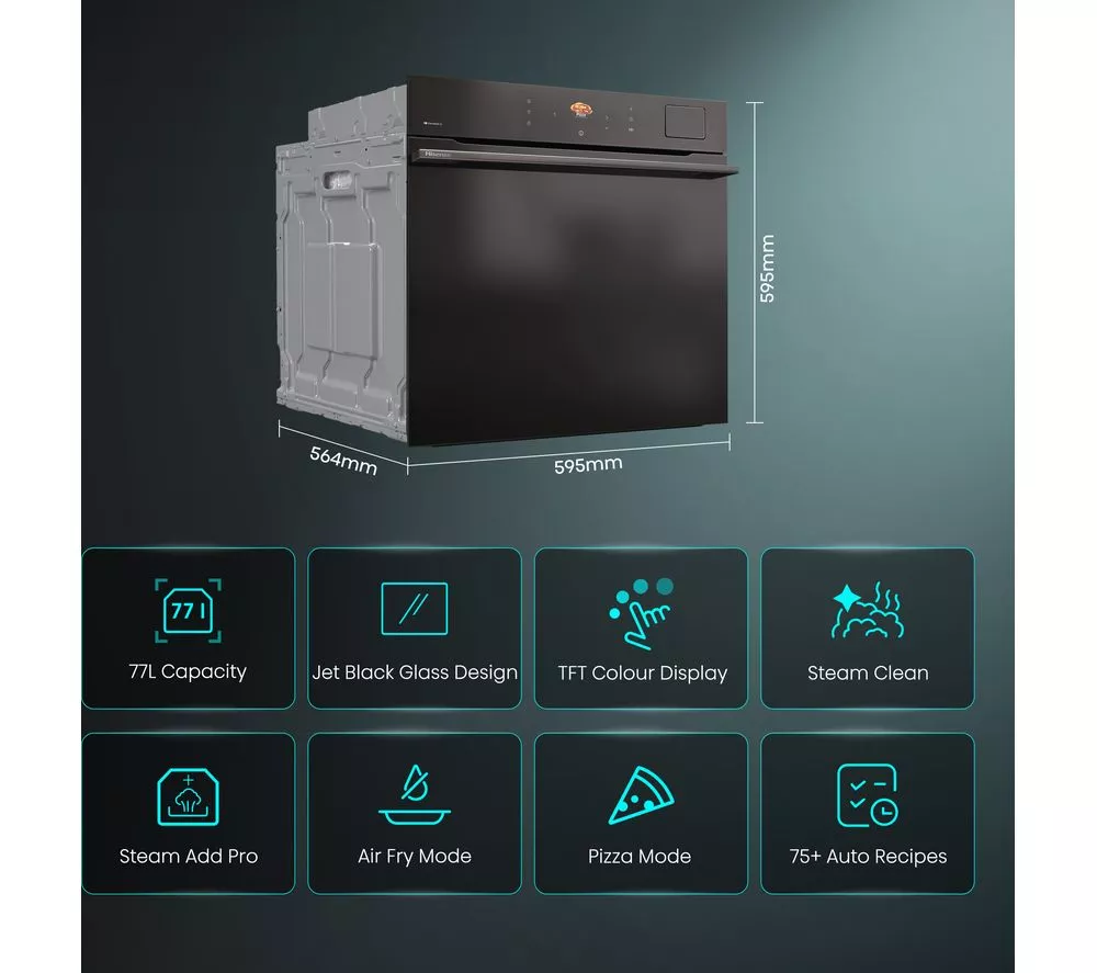 HISENSE Hi8 BlackLine BAS6PH8BUKWF Electric Pyrolytic Steam Smart Oven - Jet Black