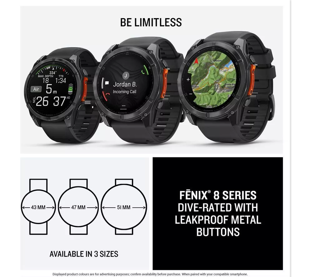 GARMIN fenix 8 AMOLED Smart Watch - Slate Grey & Black, 51 mm