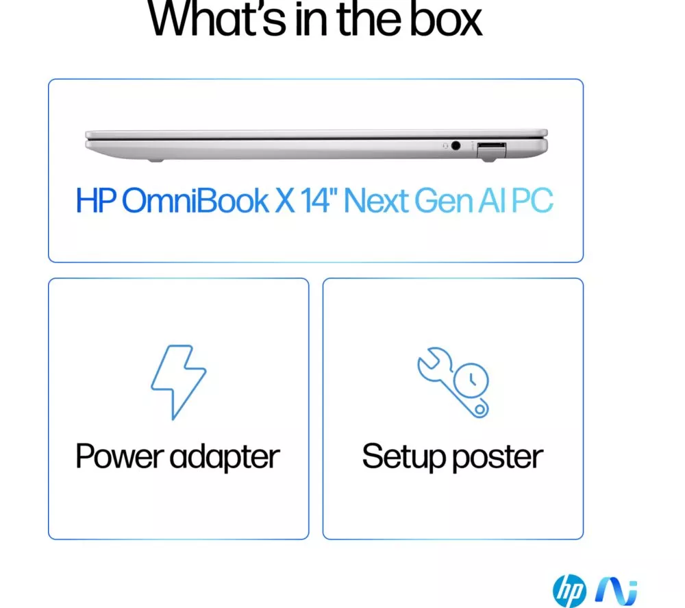 HP OmniBook X 14" Laptop, Copilot+ PC - Snapdragon X Plus, 512 GB SSD, Silver